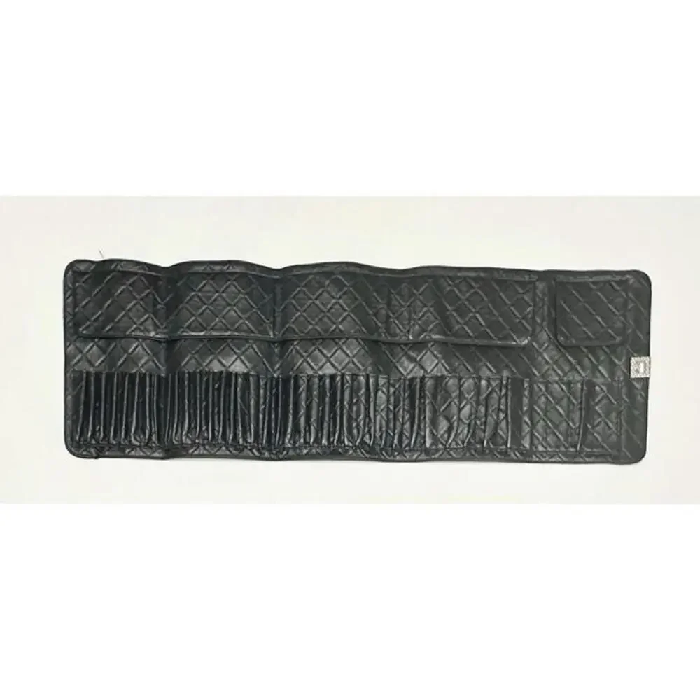 BH Cosmetics Women's Black Leather Clutch Makeup Brush Roll Bag